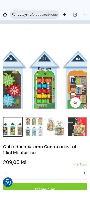 Cub educativ din lemn 10 în 1