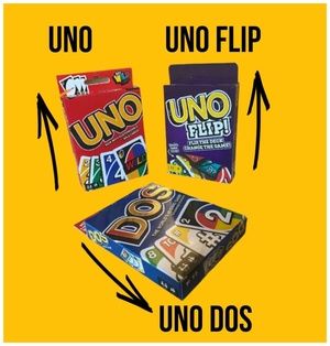 Комплект настольных игр Uno / Uno Flip / Dos / 3 в 1 / Семейная игры