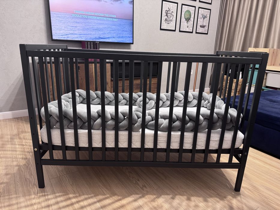 Pătuț lemn gri Woodies