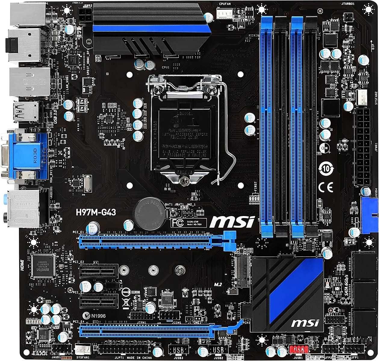 Дъно Дънна платка MSI H97M-G43 1150 DDR3 M.2 OVERCLOCK