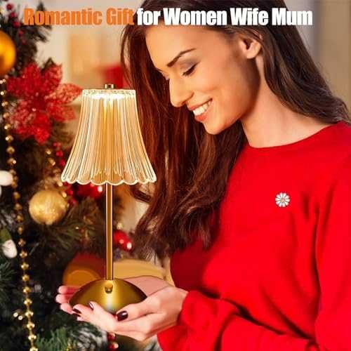 Нова Кристална нощна лампа, преносима с 3 цвята, златиста акумулаторна