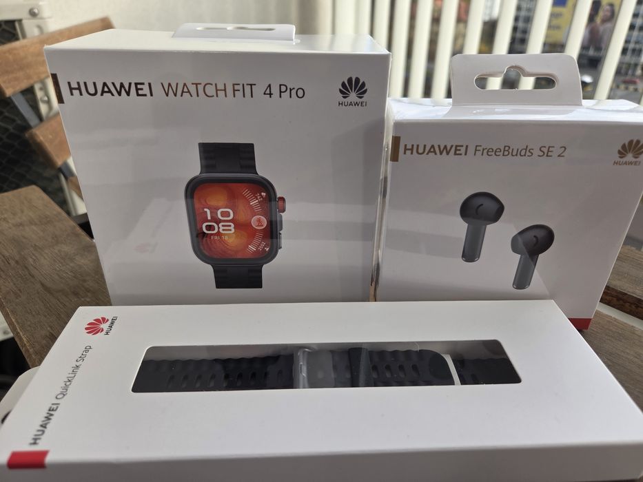 Pachet: Huawei Watch Fit 4 Pro, sigilat, in garanție+curea și căști
