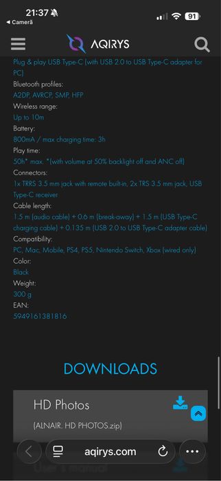 Casti Gaming Aqiris Alnair dual wireless 3d