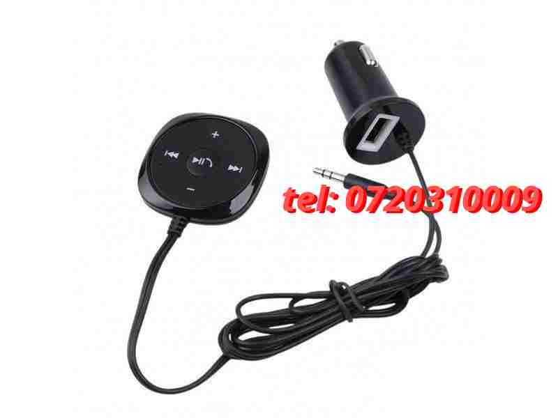 Car Kit Bluetooth Aux Mufa Jack 35mm Cu Bricheta Si 2 X Usb