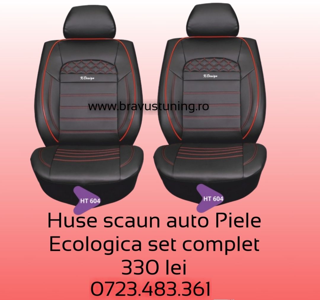 Huse scaun auto Piele Ecologica SPORT set complet diverse culori