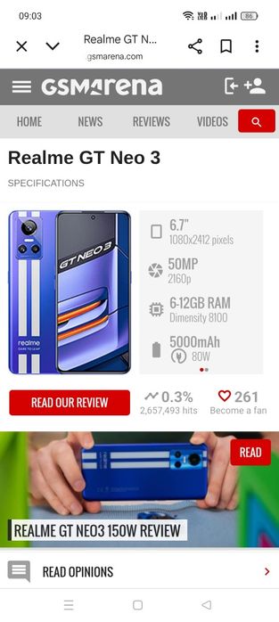 Telefon marca Realme GT Neo 3.