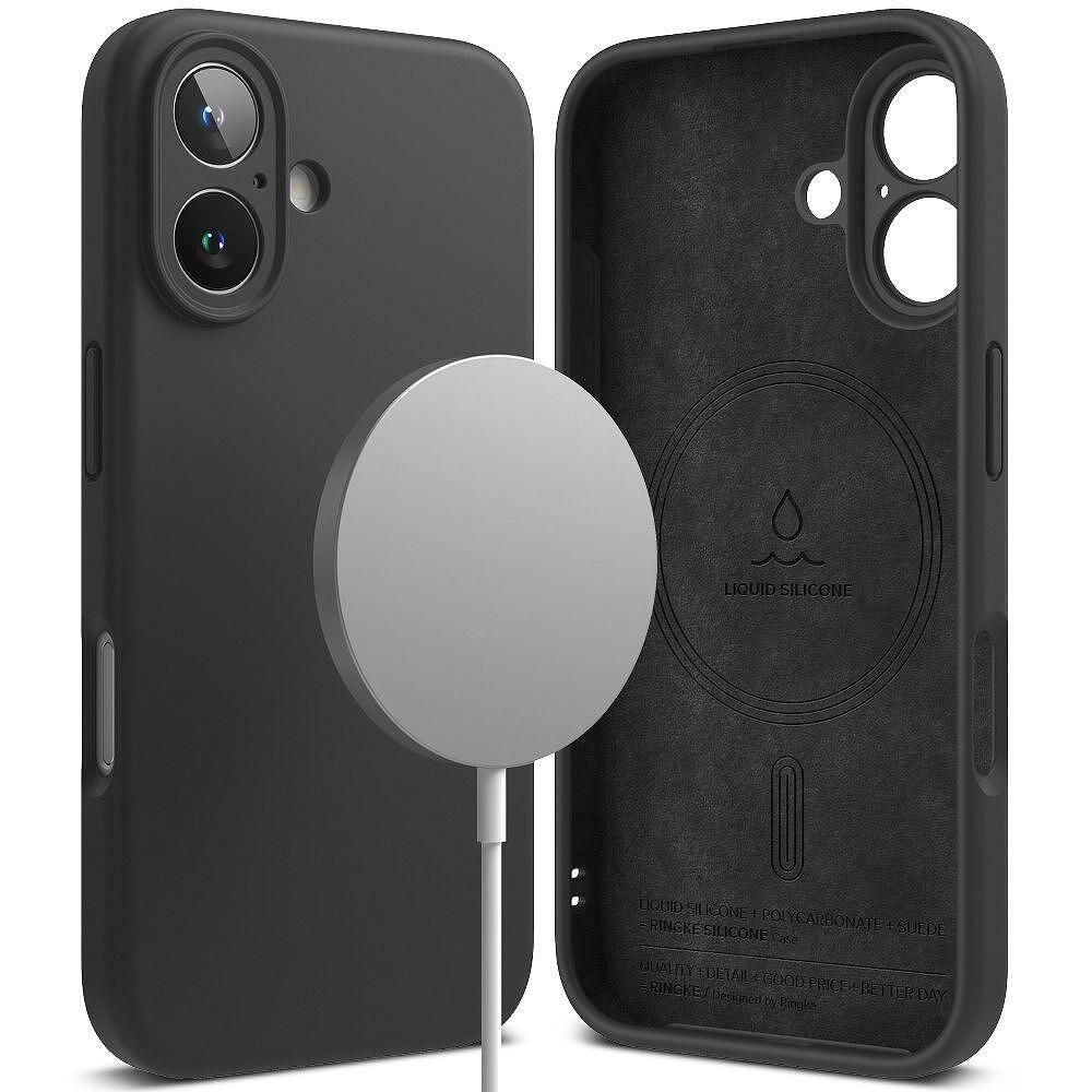 Кейс ringke silicone magnetic magsafe за iphone 16 - черен