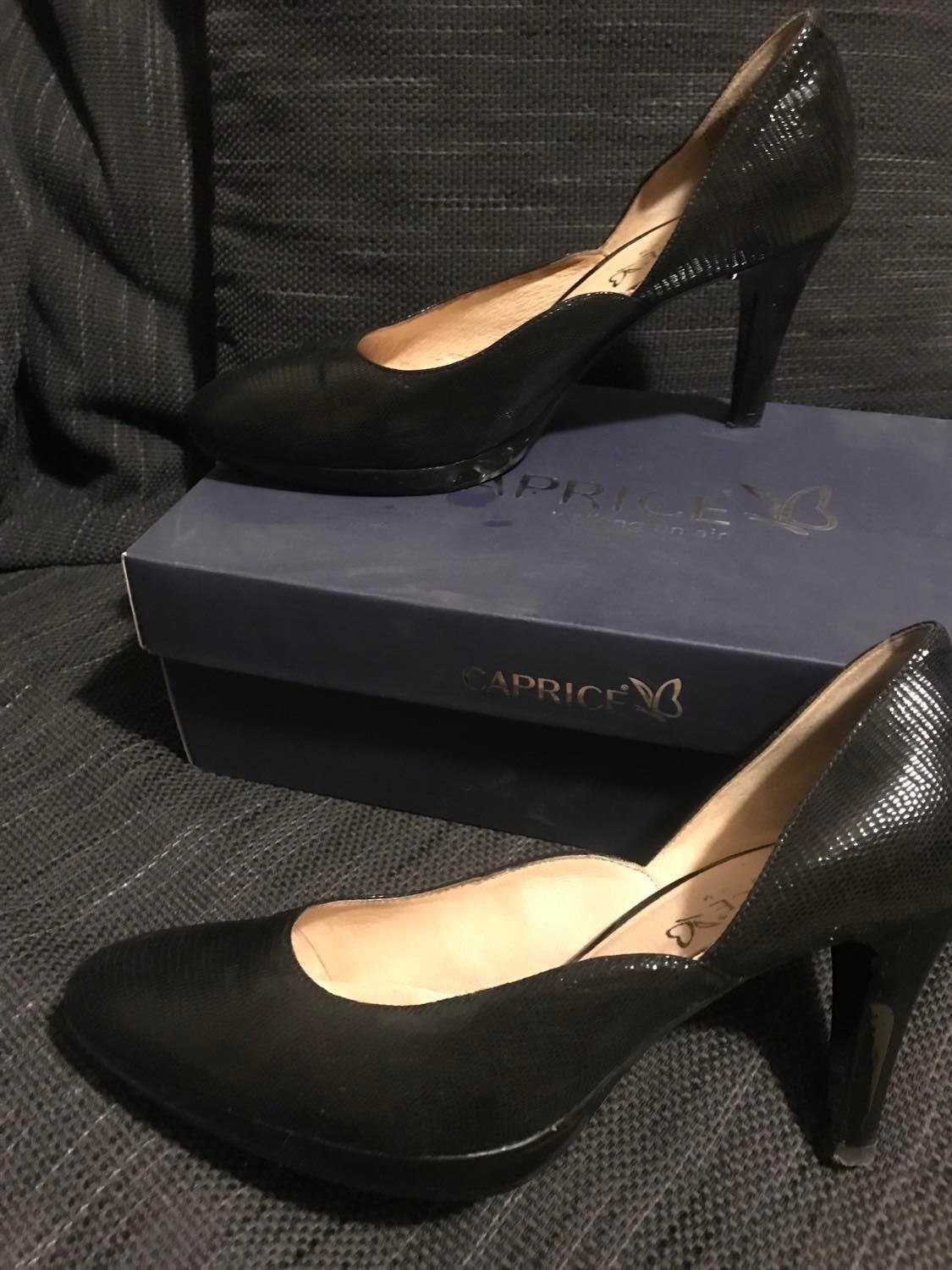 Дамски обувки естествена кожа черни Capris номер 38