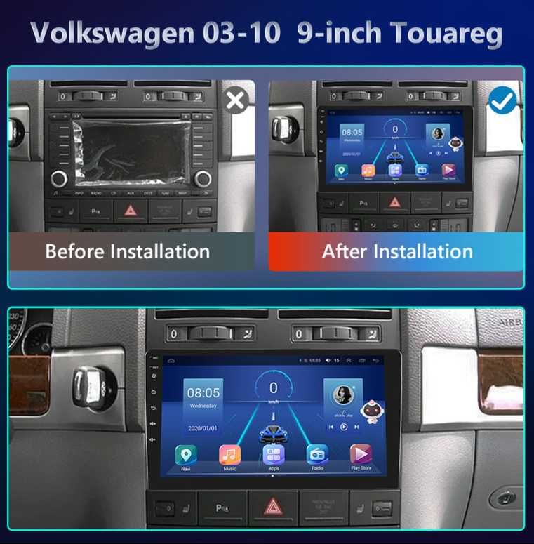 Navigatie VwTouareg 2003-2010,2GB RAM Ecran 9inch Carplay&Android auto