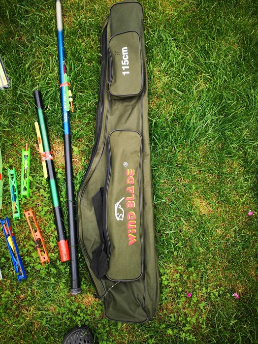 set complet de pescuit - 1 lanseta. 3 bete telescopice, line, husa