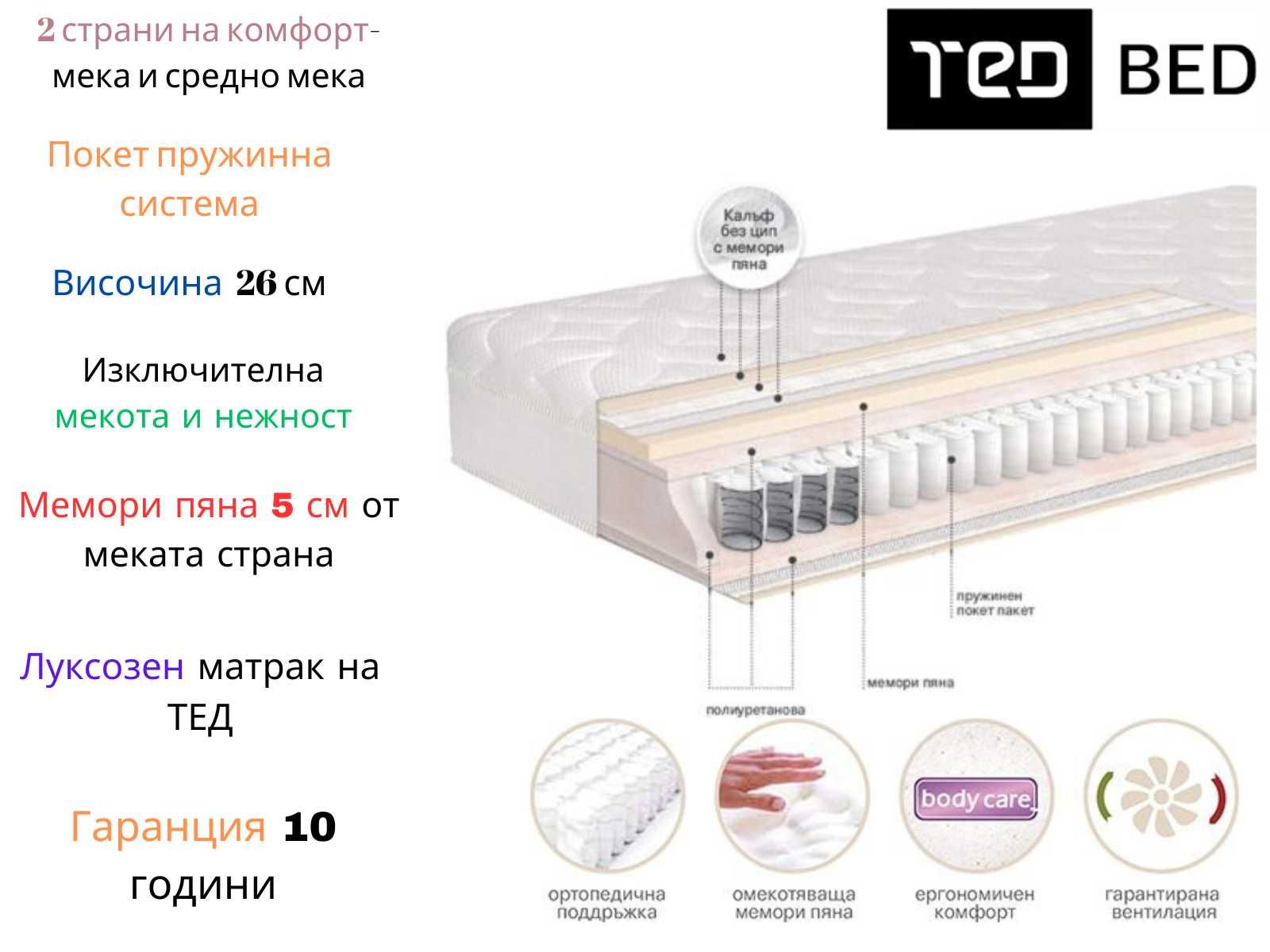 Луксозен Двулицев матрак МЕМО ОПТИМА ТЕД -30% на всички размери