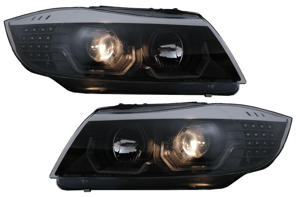 Faruri 3D LED Angel Eyes compatibil cu BMW Seria 3 Limousine E90 Touri