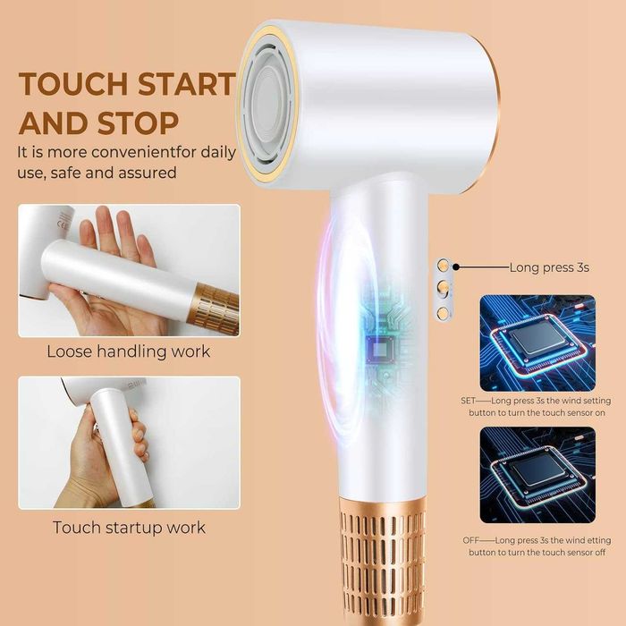 UKLISS 1400W сешоар за бързо съхнене, 110 000 оборота в минута