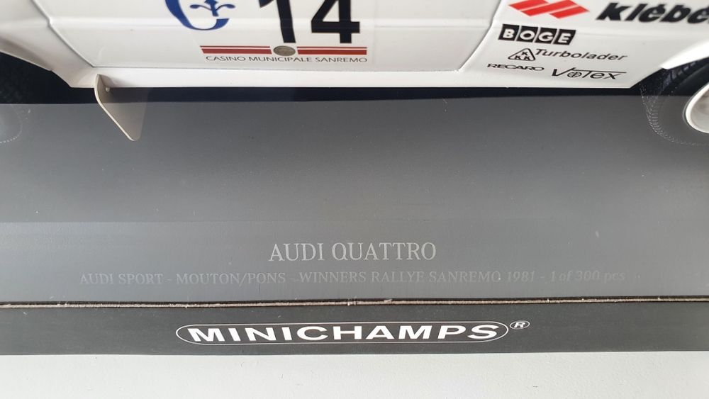 Minichamps Audi Quattro 1/18 Audi Sport Rallye Sanremo 1981