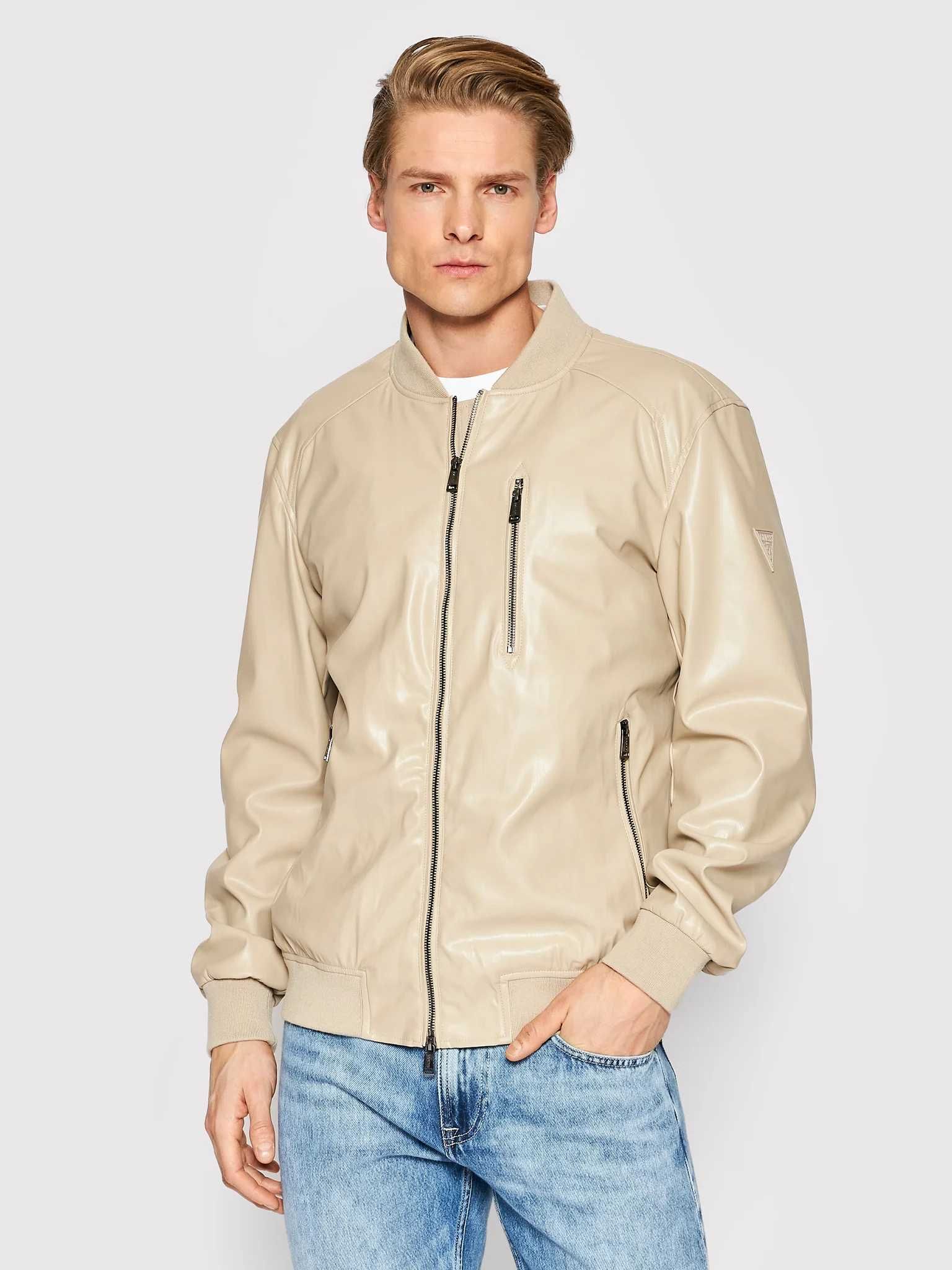 НОВО Guess Faux Leather Bomber Jacket ОРИГИНАЛНО мъжко яке - р.М