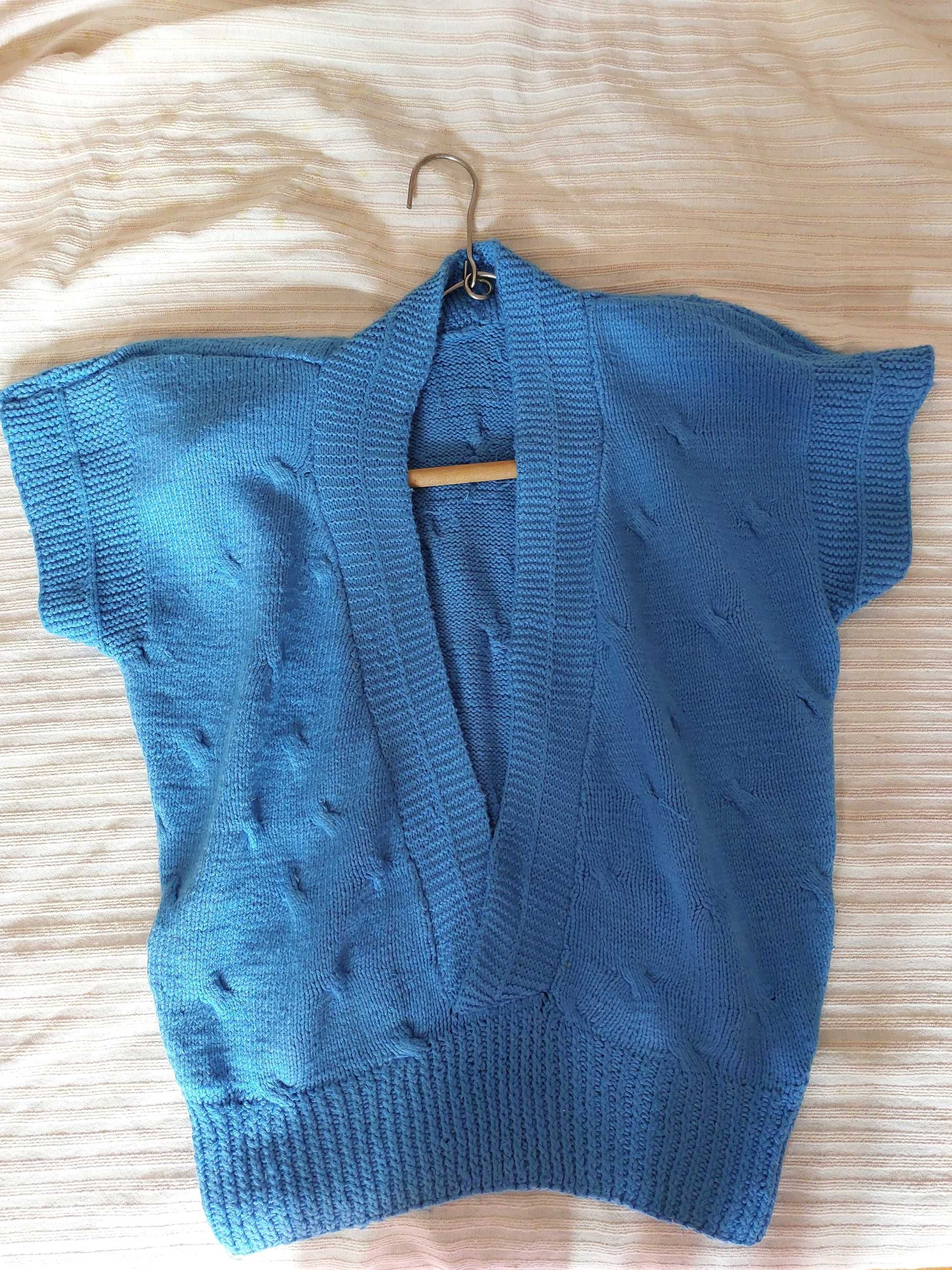 Vesta pulover M (L) (fara maneci) frumoasa tricotata manual, nepurtata