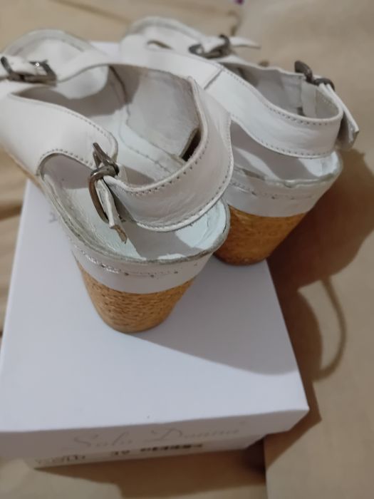 Sandale damă albe, piele, mărimea 37