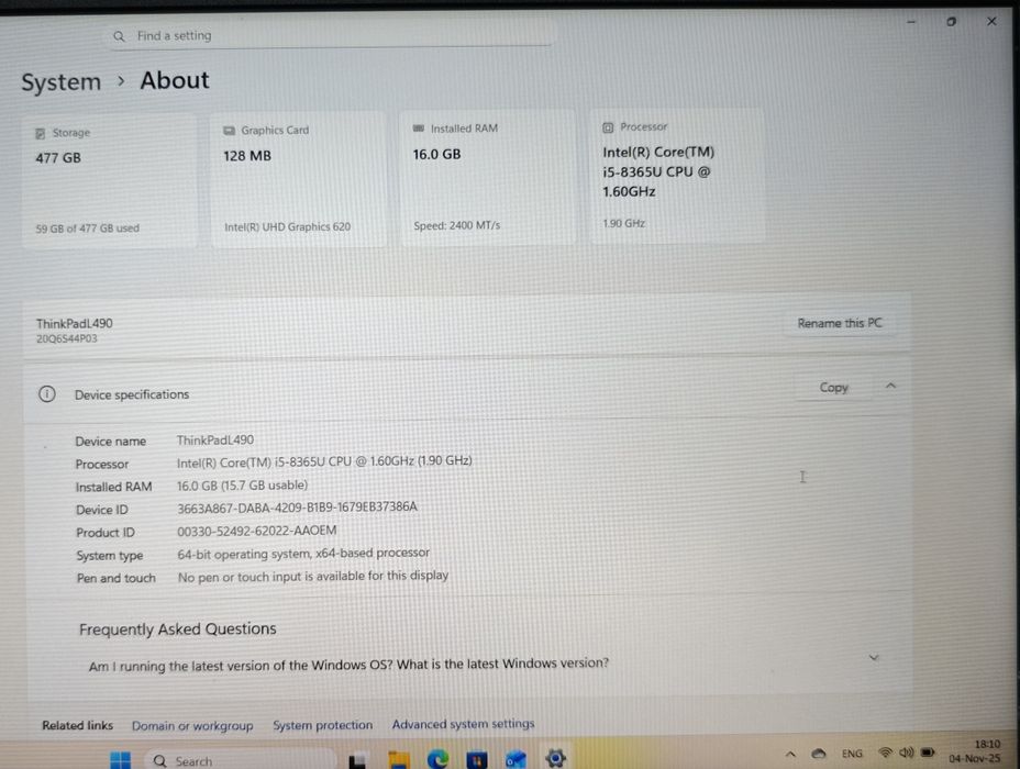 Lenovo ThinkPad L490