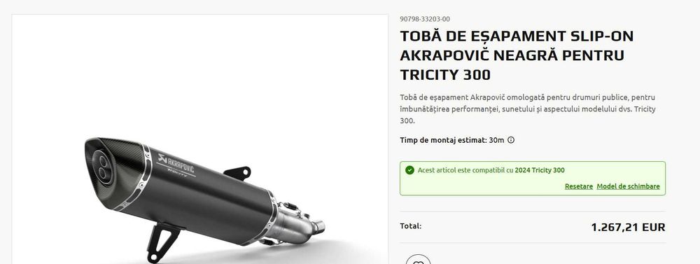 Toba esapament motocicleta Akrapovic slip-on