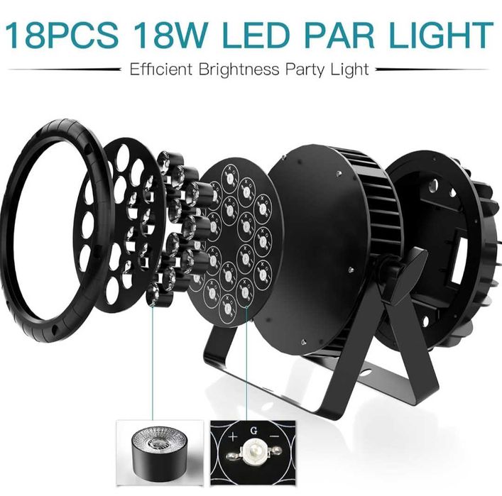 DMX 18 x 18W Водоустойчиви LED Par светлини RGBW IP67 7500lm
