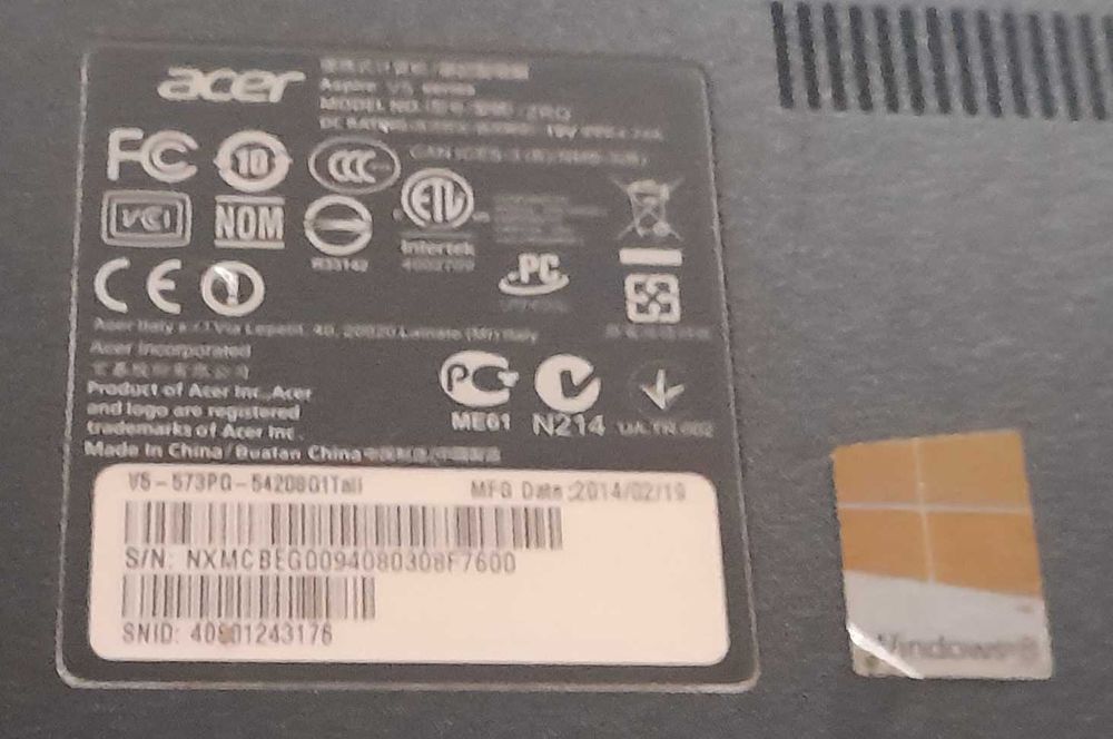 Laptop accer v5 series