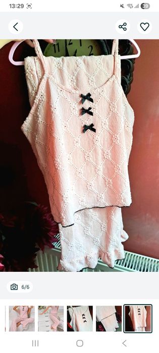 Pijama roz volane si fundite