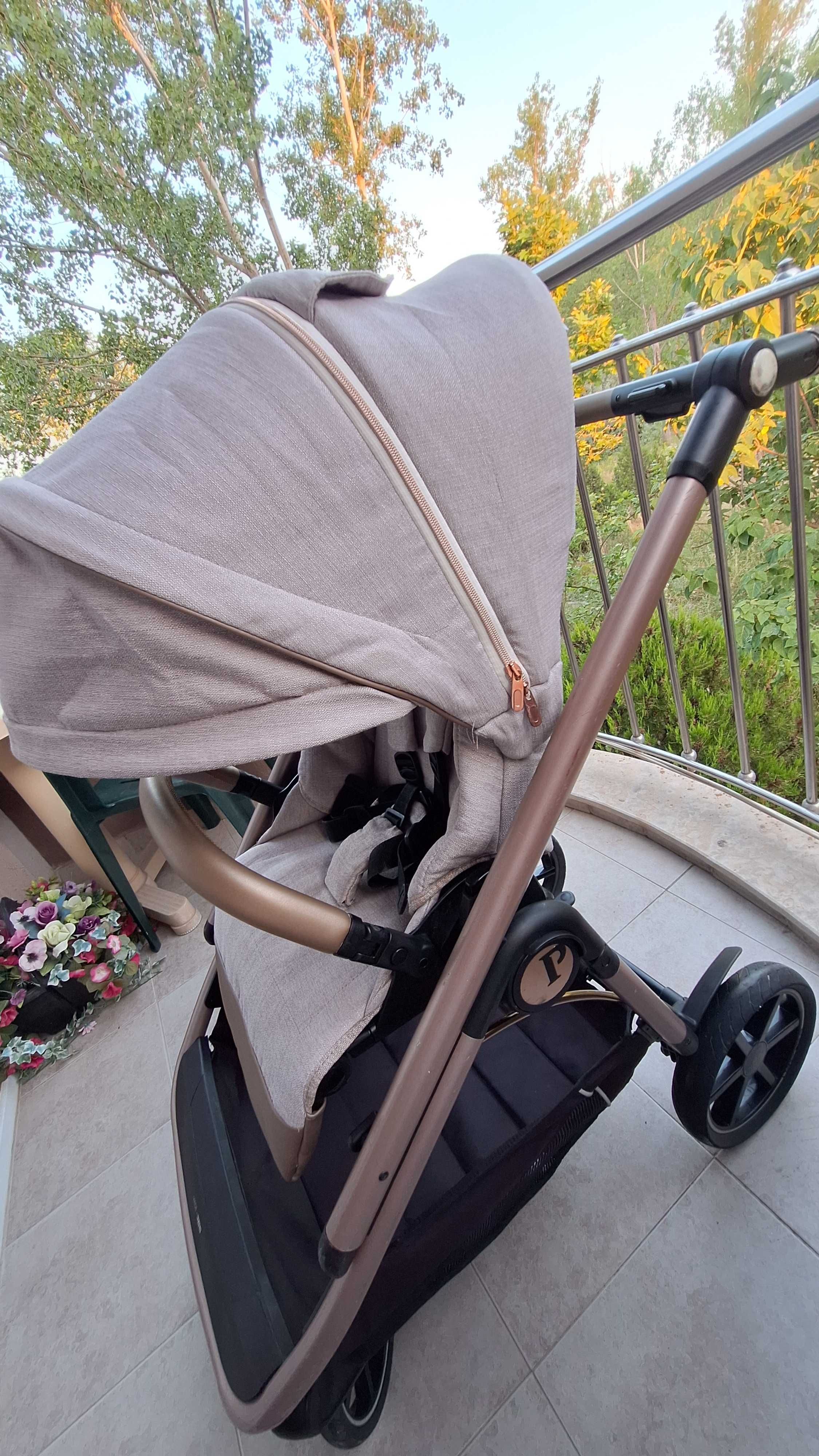 Бебешка количка Peg Perego 2в1 Veloce, 0-22 кг, Mon Amour, Бежов/Розов
