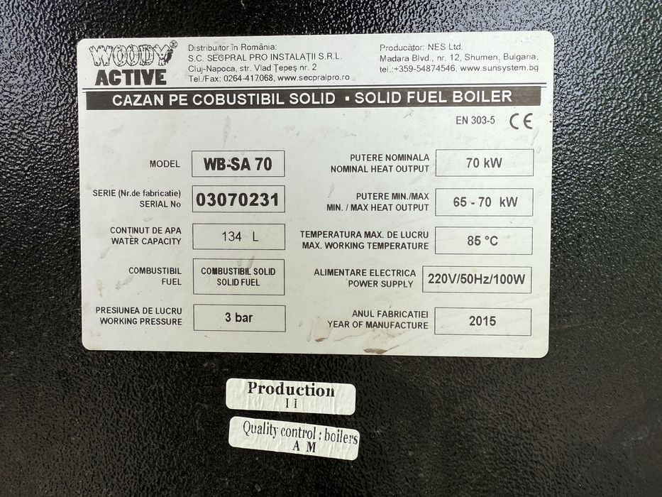 Centrala cazan pe lemne Woody Active 70kW 2 buc