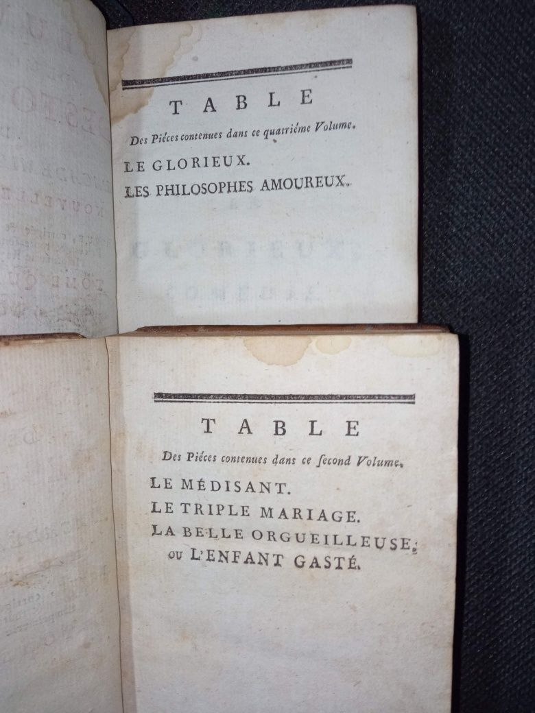Carti vechi secol 18 Oeuvres Destouches legate in piele, de colectie
