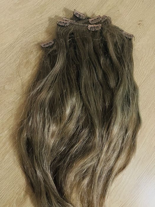 Extensii saten cenusi clip on