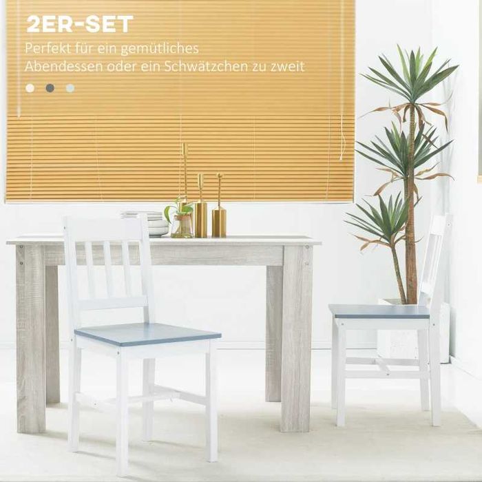 Комплект от 2 стола за трапезария, Масивно дърво