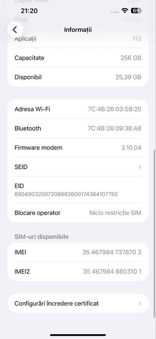 iPhone 15 PRO MAX 256GB FullBox ,liber de retea, baterie 85%,impecabil
