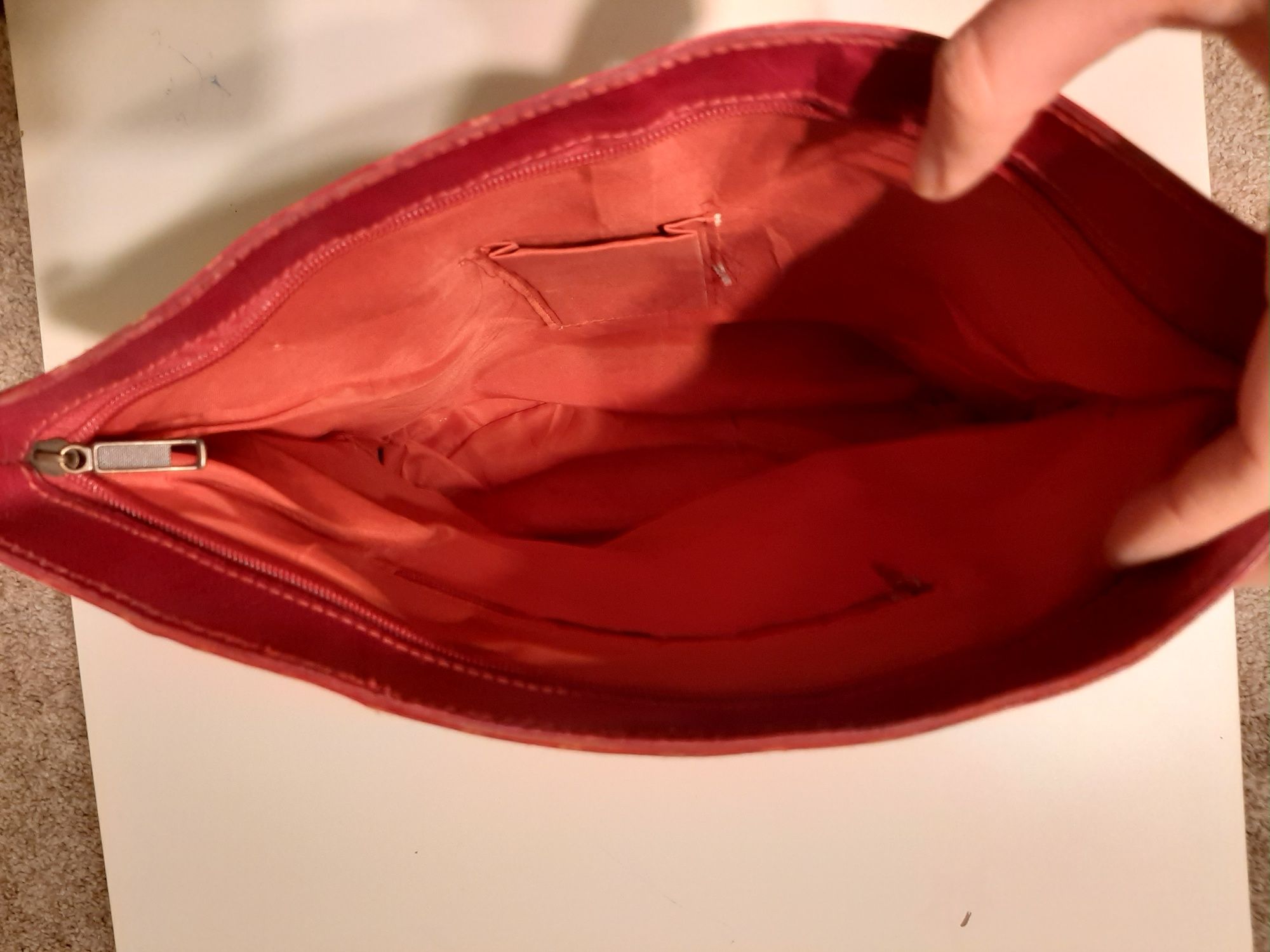 Geanta de umar/shopper bag rosu aprins piele naturala