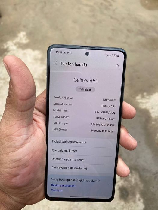 Samsung a 51 xotira 6/128 xolati edial