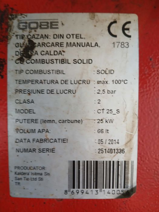 Centrala pe lemne(cazan).