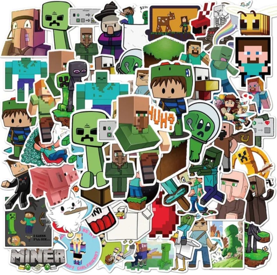 Set 50 stickere abțibilduri stickers Minecraft laptop skateboard