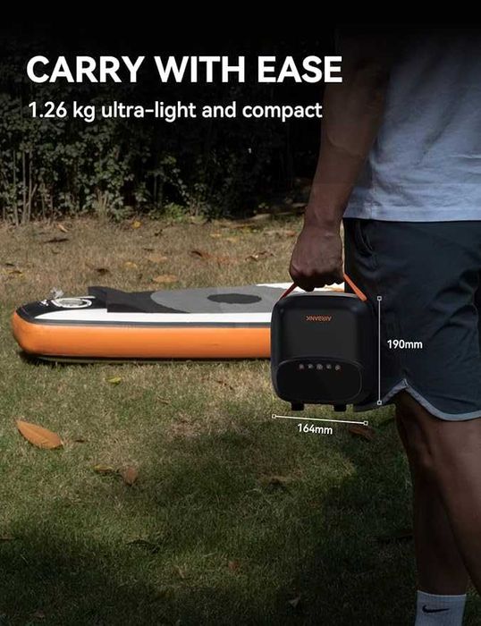 AIRBANK Мини електрическа въздушна акумулаторна, автоматична SUP помпа