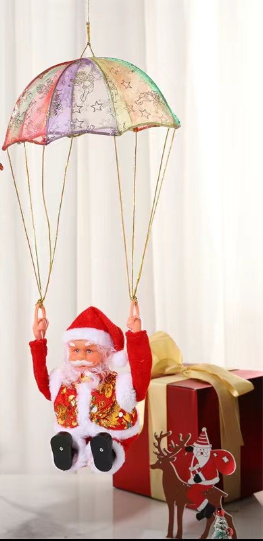 Дед мороз музыкальный, с парашютом, делает сальто