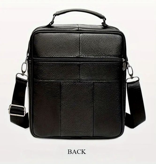 Мъжка универсална кожена чанта с дръжка/Елегантна с кафява естест.кожа