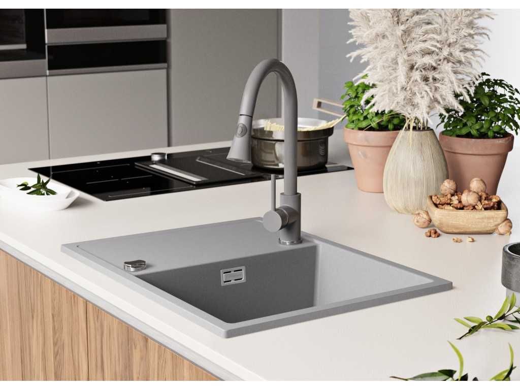Кухненска мивка от Гранит модел Ибиса 620 Компакт - сива