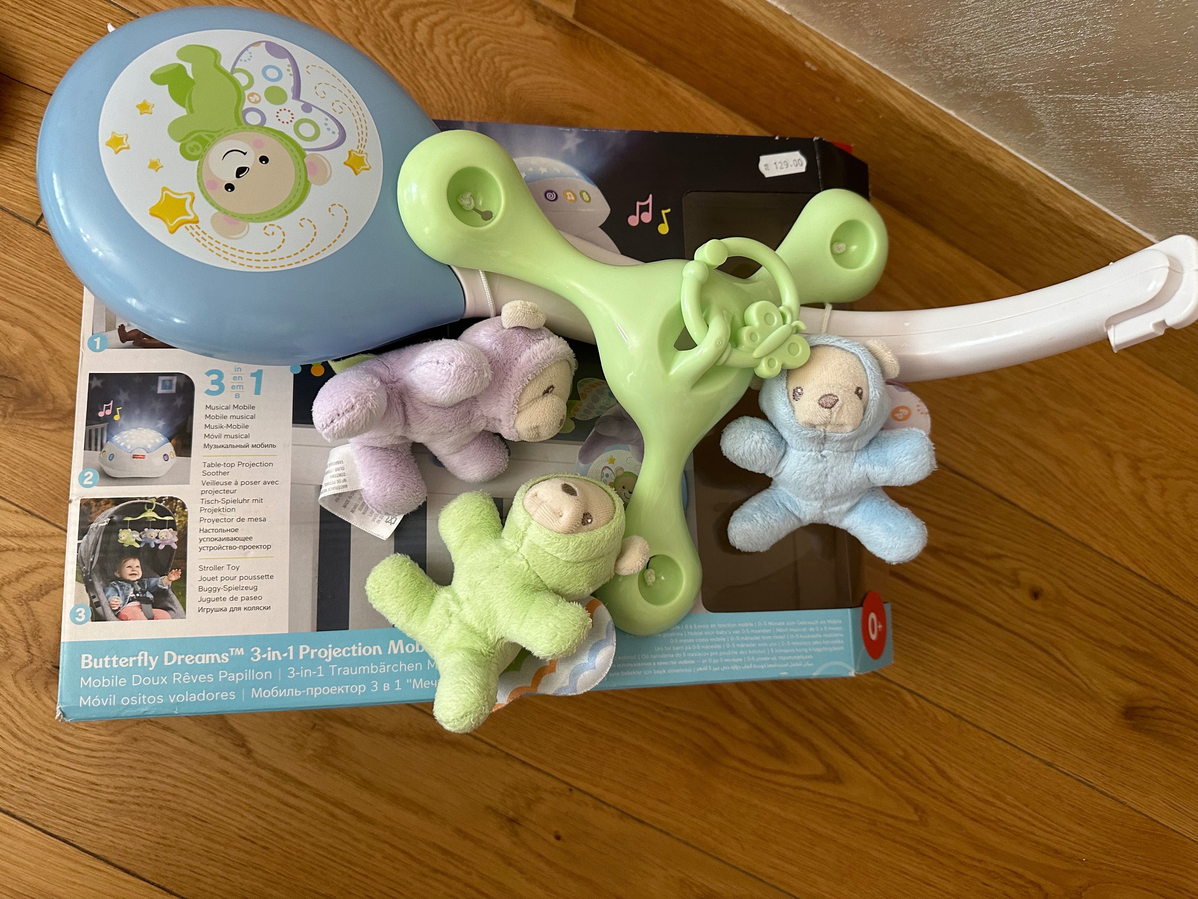 Музикална въртележка за легло МЕЧЕТА-ПЕПЕРУДИ Fisher Price