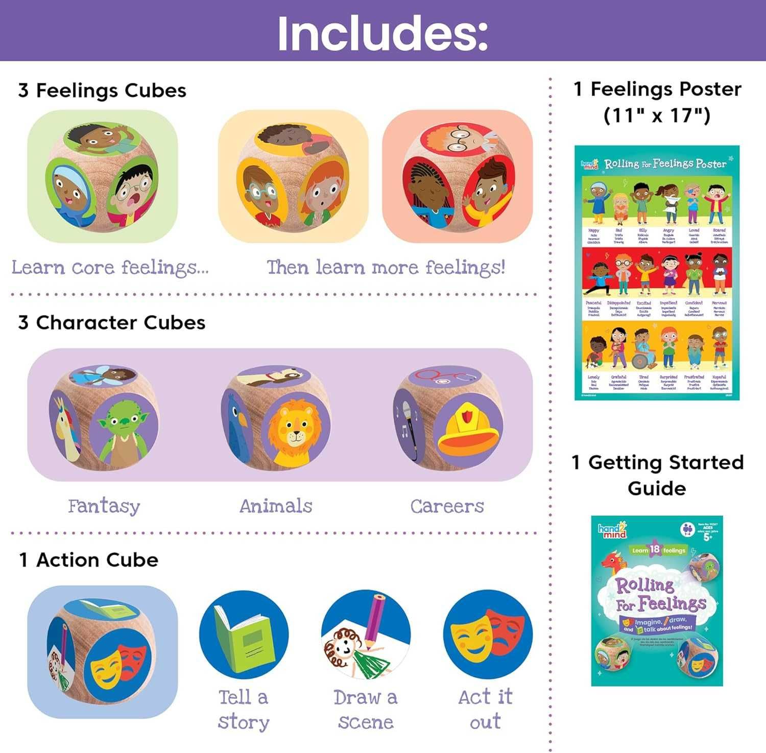 Учебни ресурси Rolling For Feelings Игра със зарове,Възраст 5+,8 части