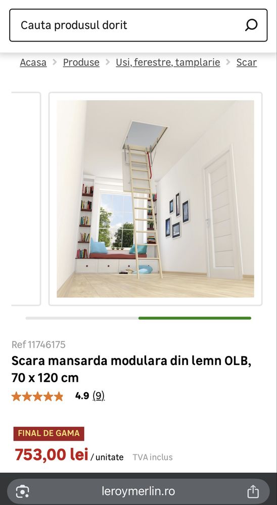 Scara mansarda/pod extensibila din lemn