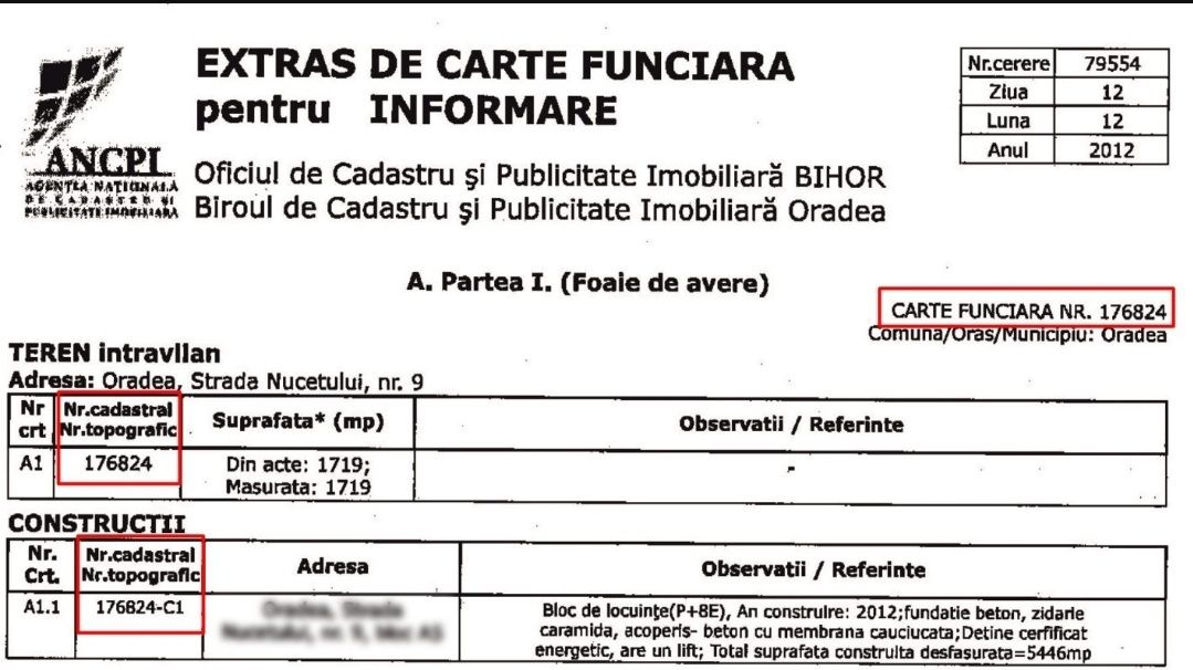 Extras de Carte Funciară Timișoara