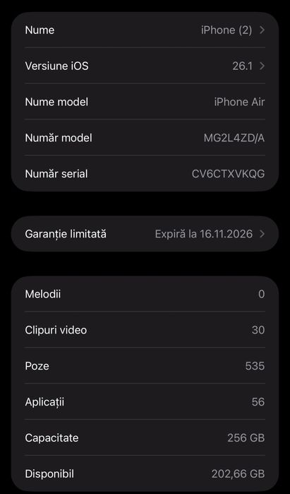 Iphone Air 256Gb Negru,fullbox ,garantie,factura