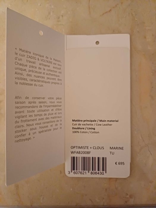 Geanta piele bleumarin Zadig & Voltaire