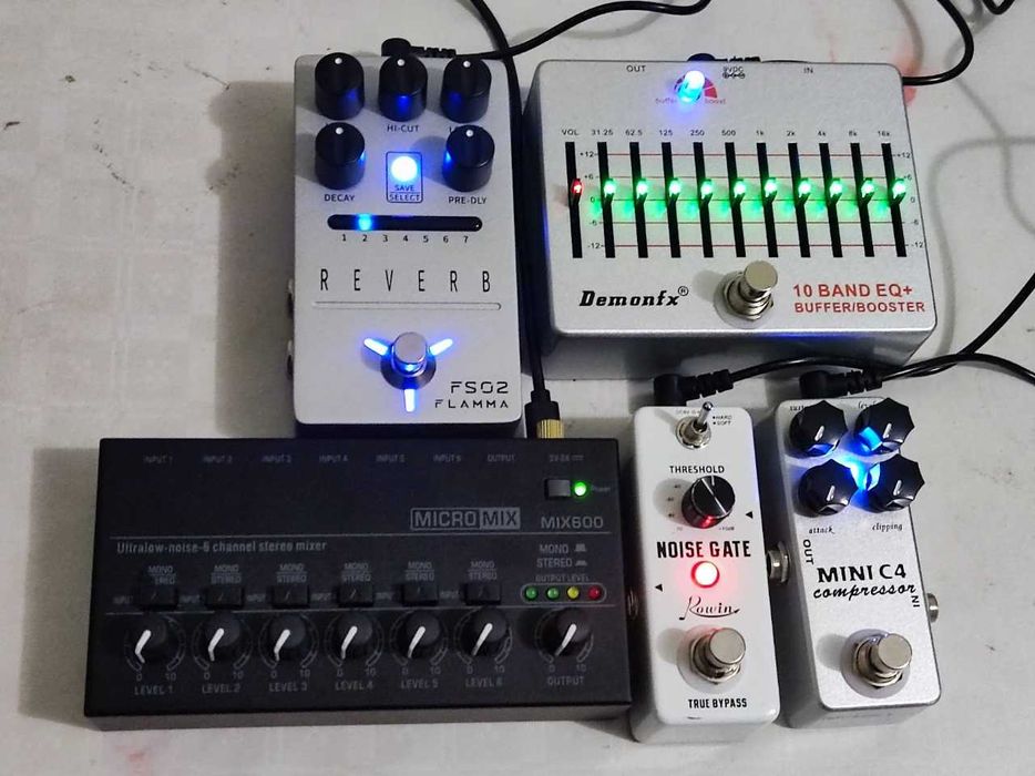 Гитарный педали эффектов, гитарные эффекты примочки и мини микшер