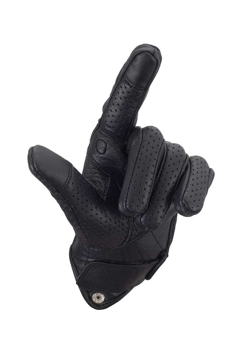Manuși Moto din Piele Perforată cu Protecție Carbon, PES, Negru