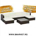 Set mobilier de gradina/terasa canapea/coltar 7 piese Maro Ratan NOU