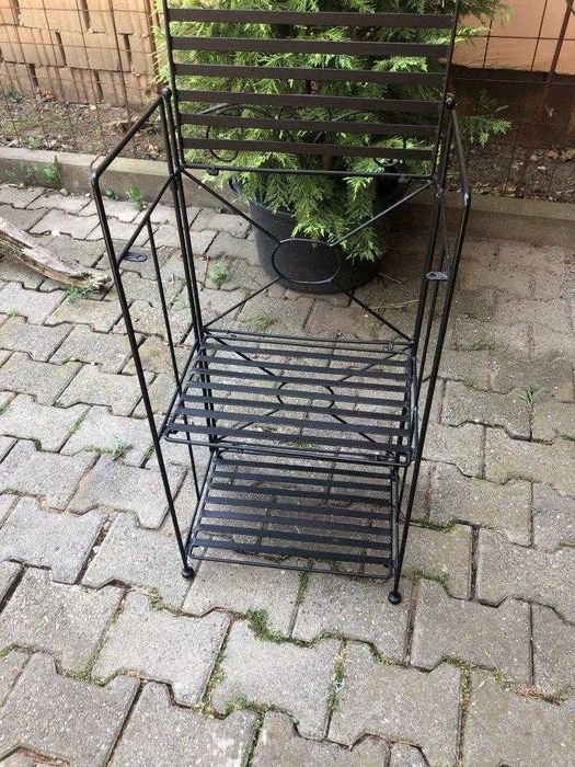 Etajera pliabila interior / exterior neagra, metal, 39x29x78 cm, 3 etj